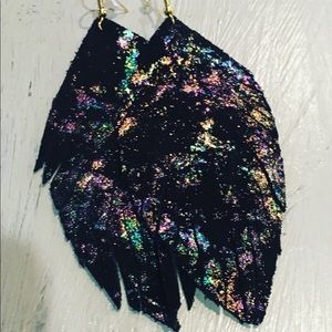 Gorgeous Leather feather earrings!!